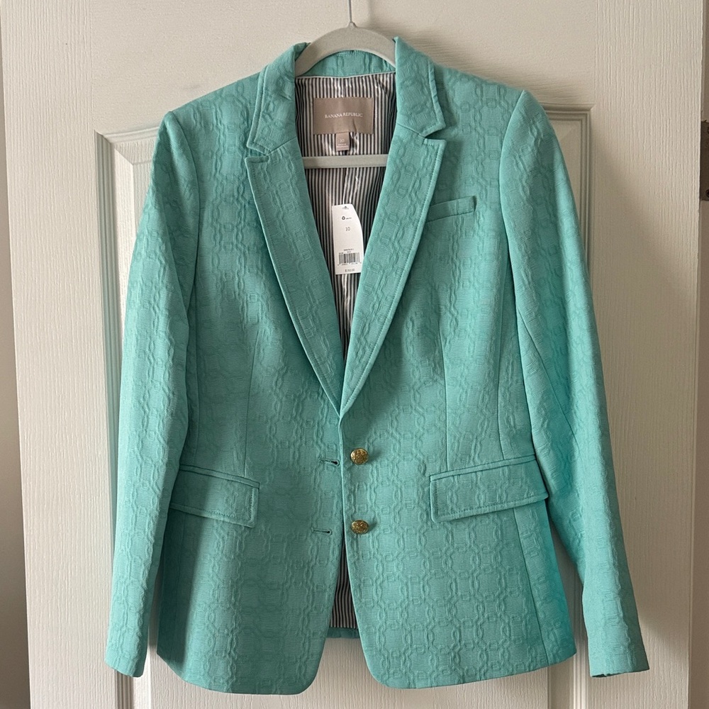 Banana Republic Mint Green Embossed Blazer